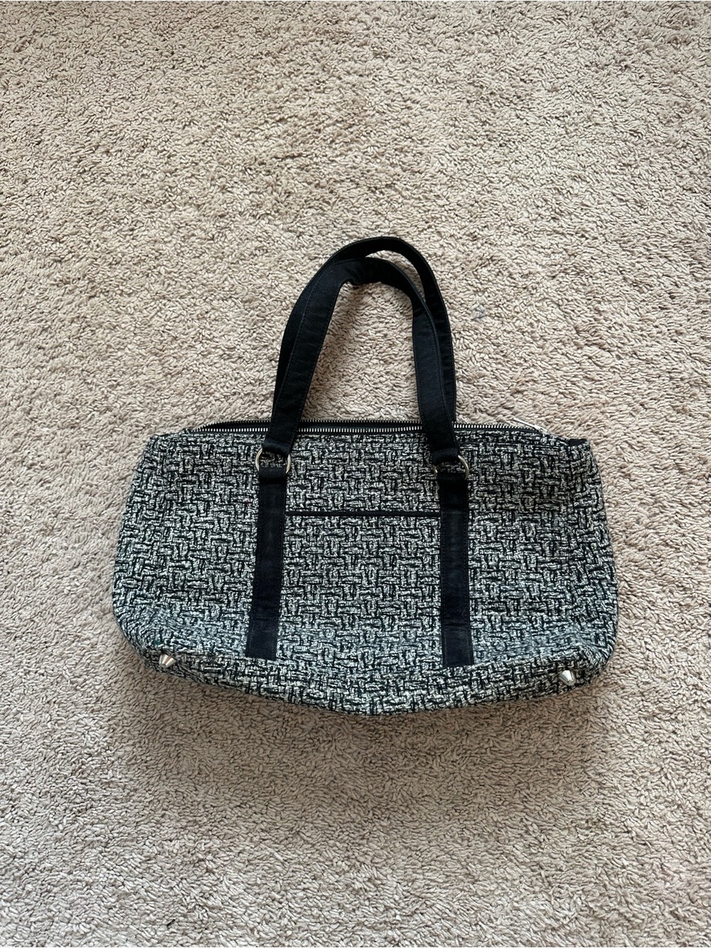London Fog Tweed Textured Black and White Purse